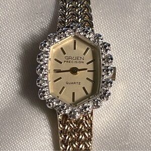 Vintage Gruen Precision Gold-Toned Stainless Steel and Crystal Women’s Watch